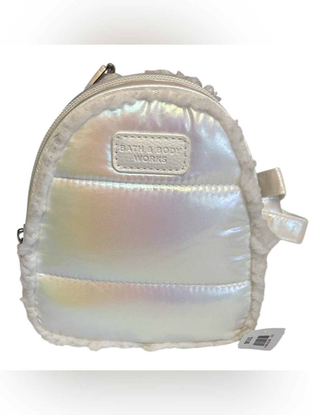 Bath & Body Works Iridescent Mini Backpack Bag zip top adj straps NWT